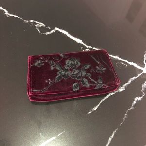 Maroon Velvet Clutch with Black Embroidery